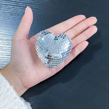 Heart-Shaped Disco Ball Decorations Lightweight Reflective Christmas Party Decorations Glass Keychain Glass Decorations