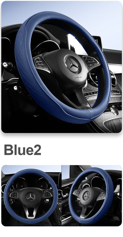 Motocovers Car  Anti-Slip Leather Steering wheel Cover Universal car Steering Wheel Protective Cover Fashion Style 38cm Type O D