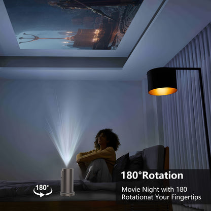 Mini Projetor Portátil Android  Suporte 1080p 4K  Suporte Integrado com Ajuste de 90° Ajuste de Altura WiFi e Bluetooth Modelo: TS3