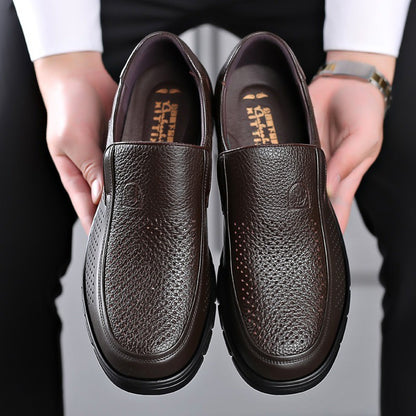 2024 Men's Genuine Leather Shoes Head Leather Soft Anti-slip Rubber Loafers Shoes Man Casual Real Leather Shoes 38-46