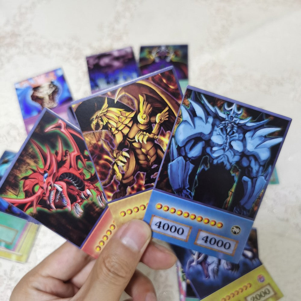 100 unids Yu-Gi-Oh Anime Estilo Cartas Olhos Azuis Mago Negro Exodia Obelisco Slifer Ra Yugioh DM Cartão Clássico Proxy DIY Presente Infantil
