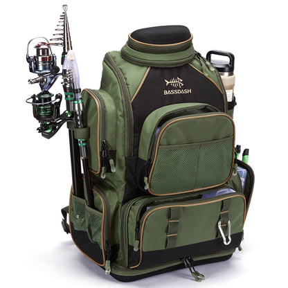 Mochila de Pesca Multifuncional Bassdash Leve Tática com Caixa de Iscas Flexível e Capa de Chuva Protetora