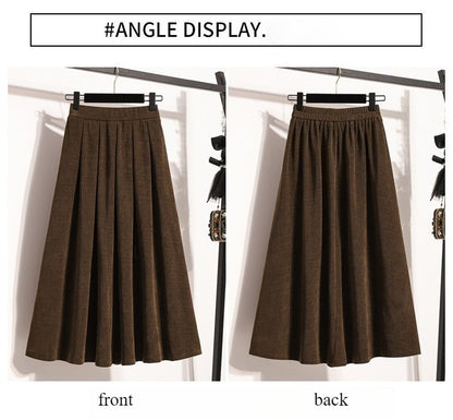 2025 Plus Size Pleated Skirts Solid Versatile Medium Length Skirt A-Line Maxi Gown Cover Autumn Winter New Half-length Skirt