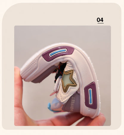 PU Leather Sport Shoes For Children 2025 Trend Fashion Teenager Girl's Sneakers Anti-slippery Kid's Tennis Shoes Running Shoes