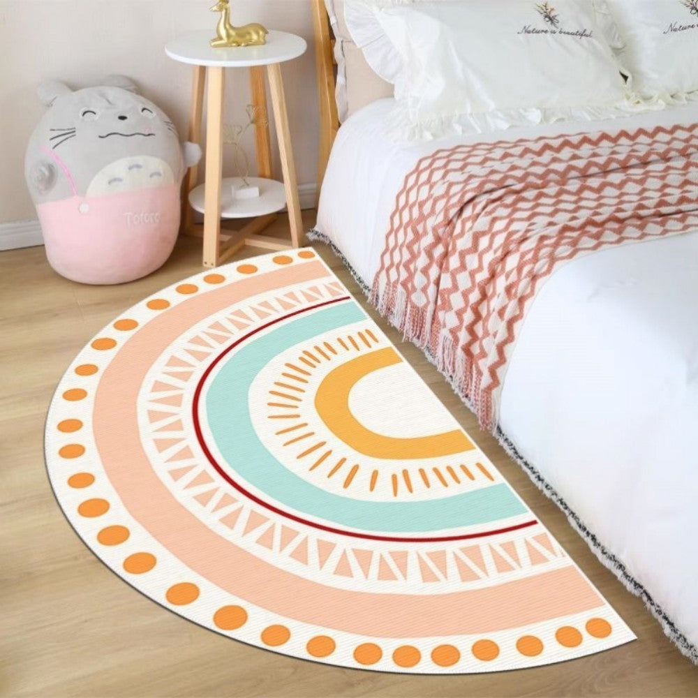 VIKAMA Rainbow Semi-Circular Carpet Non-Slip Noise Reduction Bedroom Bedside Rugs Entryway Door Mat Home Decoration