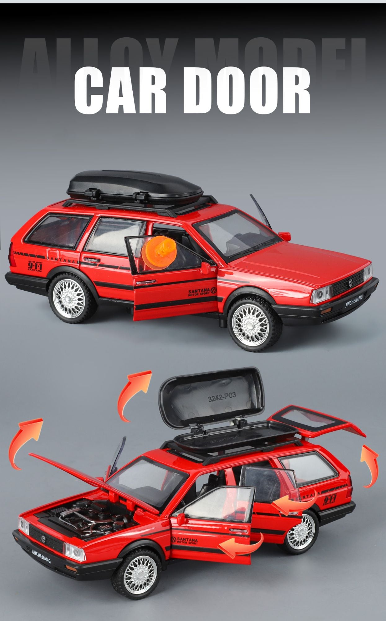 Miniatura Santana Quantum VolksWagenwerk Escala 1:32 em Liga Metálica, Decoração de Carro, Presente Criativo para Amigos, Brinquedo com Som e Luz