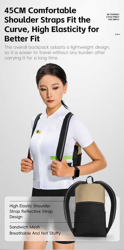 WEST BIKING Portable Lightweight Cycling Backpack Multi-Pocket Design Reflective Water Repellent Trekking Backpack Elastic Strap