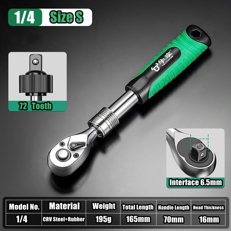 Chave Catraca Telescópica Soquete para Reparação Automotiva, Conjunto de Catraca com Cabeça Ajustável, Chave de Liberação Rápida de 72 Dentes, Ferramenta Manual