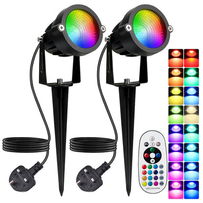 10W RGBW Outdoor Spot Light with Remote Control LED Spike Light Waterproof 110V 220V Landscape Spotlight for Garden,Lawn,Path