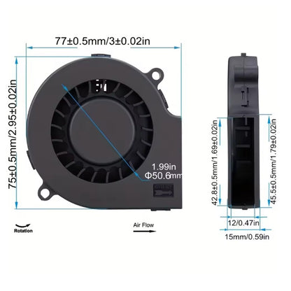 75mm USB Fan Cooling Turbo Blower Brushless 3D Printer 7515 For Extruder DC Cooler Power Inverter Air Pump PC CPU