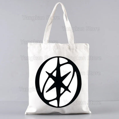 KATSEYE Korean Shopping Bag Print Original Design White Unisex Fashion Travel Canvas Bags Students Commuting Portable Handbag