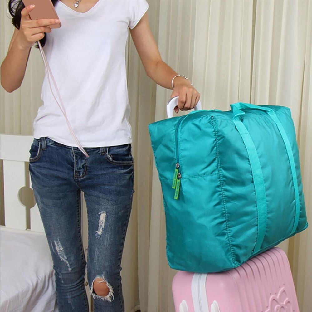 Portable Nylon Travel Luggage Bag Lightweight Large Capacity Fitness Handbag Folding Hand Grip Clothes Storage Bag