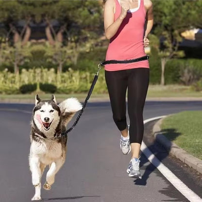 Coleira para Cachorro Mãos Livres para Passear, Correr, Caminhar, Ajustável, com Cinto na Cintura, Alça de Peito, Corda de Tração e Acessórios para Cães