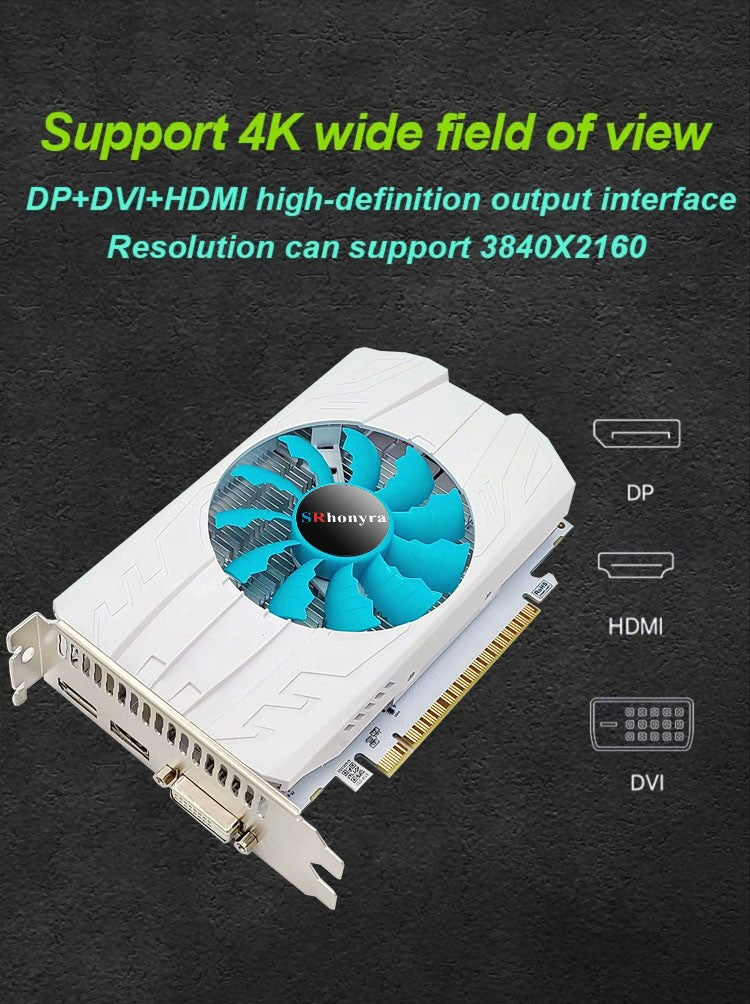 Placa de Vídeo SRhonyra GeForce GTX 1050 4GB, GDDR5 128bit 4K Ready Saídas HDMI/DP/DVI PCI Express 3.0 GPU para Desktop para Jogos