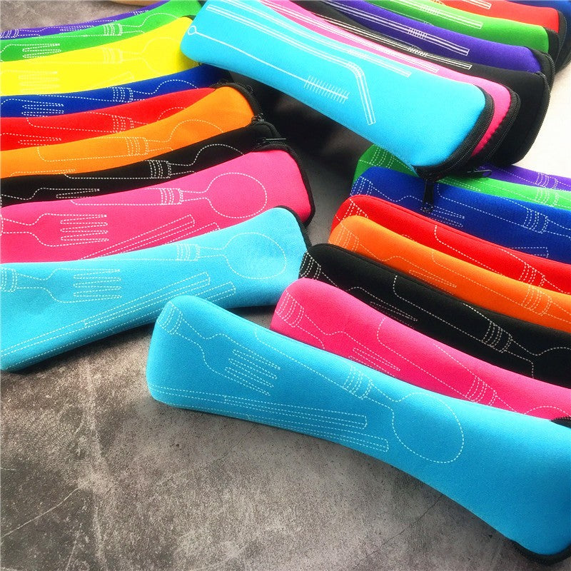 Tableware Bag Box Cutlery Storage Bag Portable Travel Fork Spoon Knife Dinnerware Packaging Pouch Storage Case with Zipper