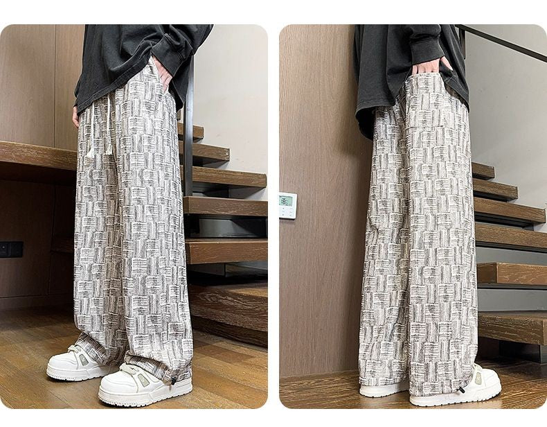 Calça Masculina Reta com Cordão na Cintura Bolsos Elástica Ajuste Casual para Uso Diário Outono Inverno Calça Esportiva Masculina de Alta Qualidade