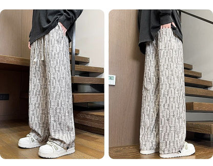 Calça Masculina Reta com Cordão na Cintura Bolsos Elástica Ajuste Casual para Uso Diário Outono Inverno Calça Esportiva Masculina de Alta Qualidade