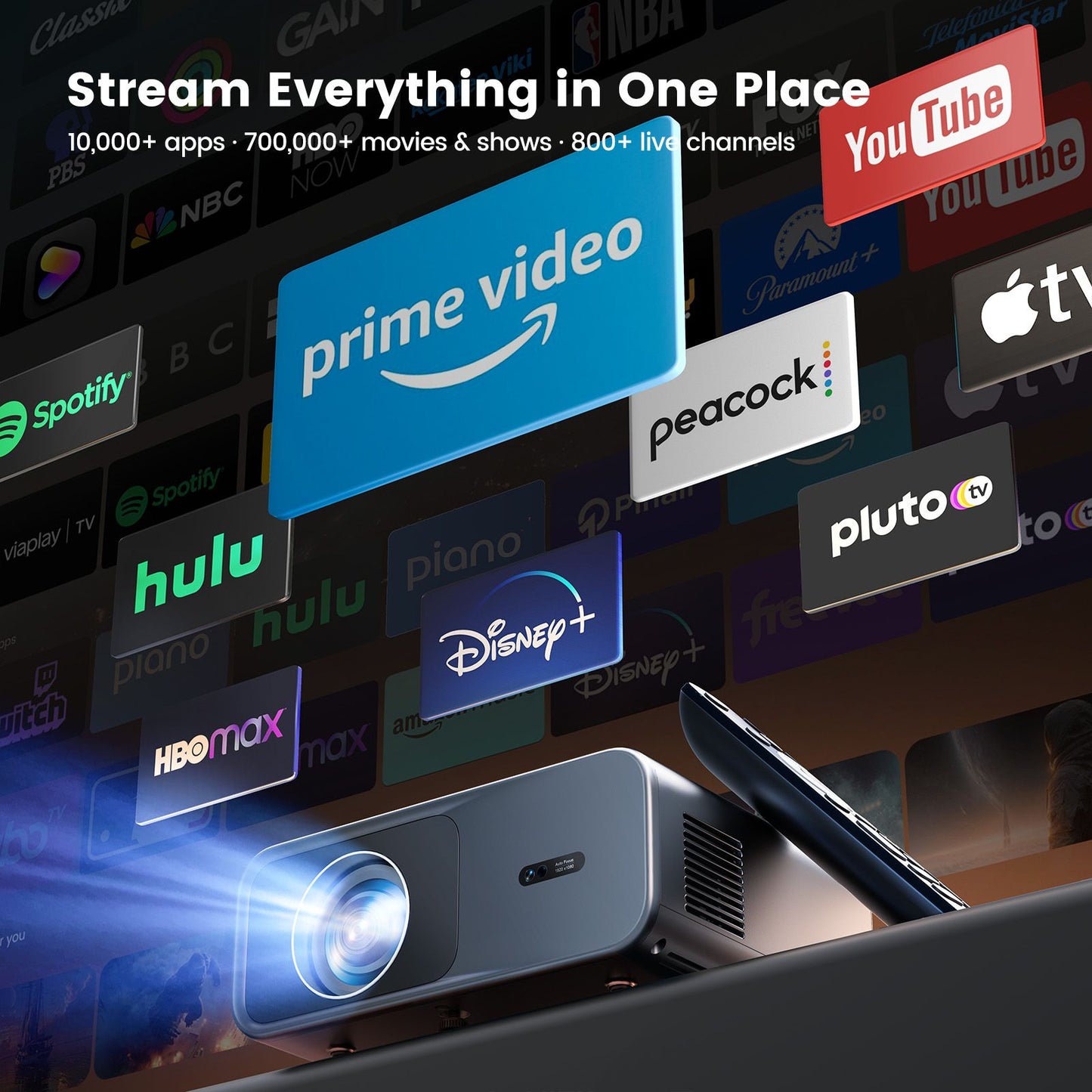 WIMIUS 1200 ANSI Projetor 4K Full HD 1080P Google TV Game Beam Mini Projetores para Filmes Home Theater WiFi BT5.2 Laser Beamer