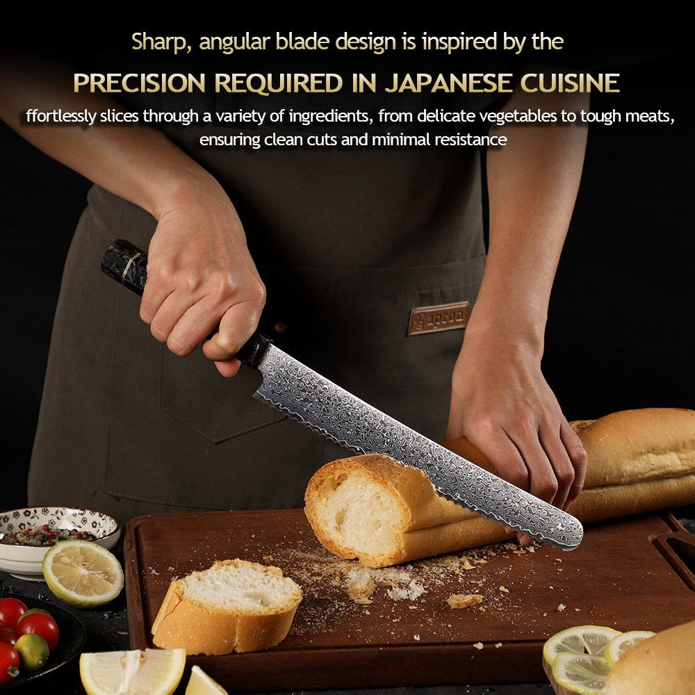 Professional 67-layer Damascus Japanese Kitchen Nakiri Gyuto Chef bread boning Knife Set Home kitchen tool with Carbon Fiber HD