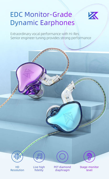 KZ EDC  EDCX Wired Headset Hanging In Ear Earbuds Headphones With Microphone Game Sport Monitor Noice Cancelling Earphones