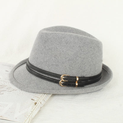 Outono Inverno Nova Moda Lã Feltro Chapéu Versão Coreana Boina Retrô Elegante Senhoras Chapéu de Jazz Aba Larga para Mulheres??