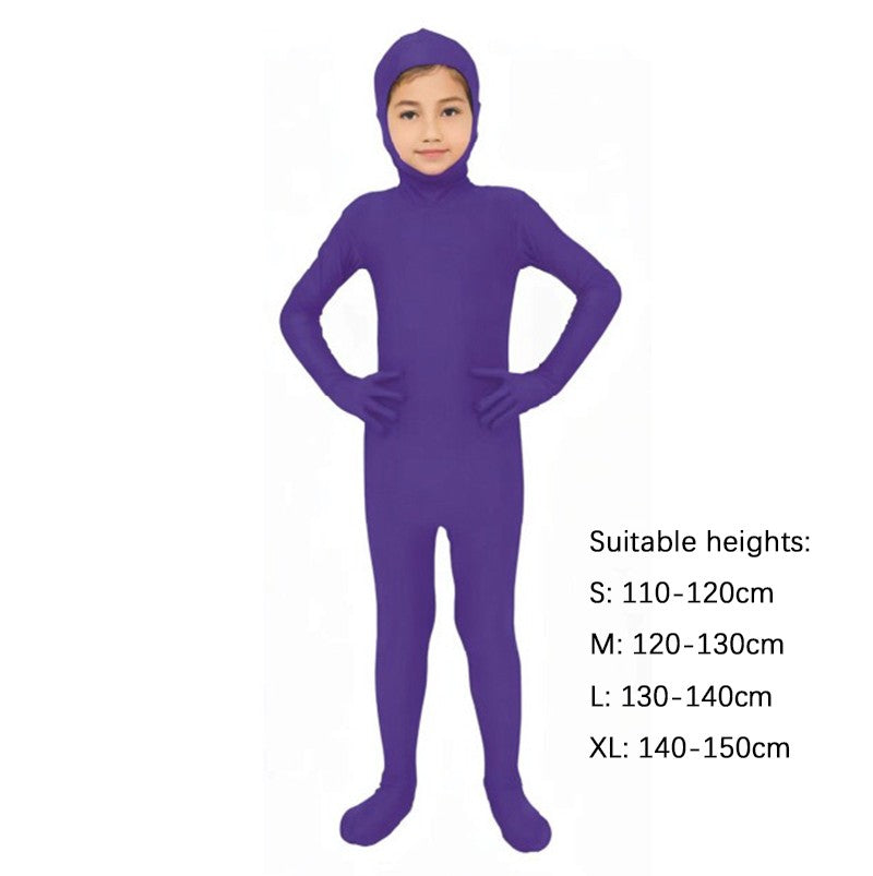 Kids Zentai Invisible Jumpsuit Cosplay Costume Bodysuits Halloween Carnival Skin Tight Suit Spandex Stretch Disappearing