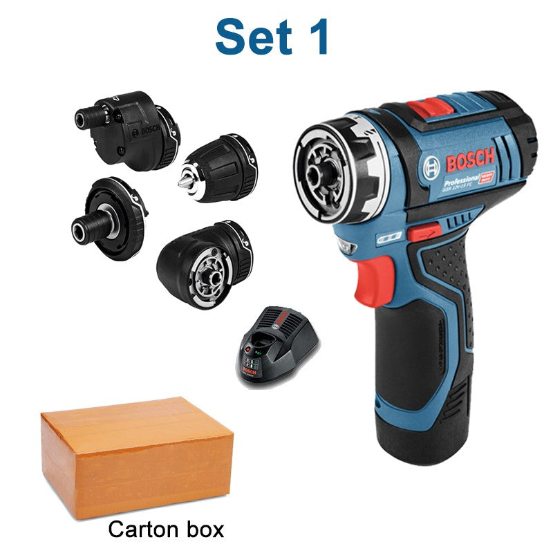 Bosch Professional 12V GSR 12V-15 FC Furadeira Sem Fio Parafusadeira Elétrica Sem Fio com 4 Adaptadores FlexiClick Ferramenta Elétrica