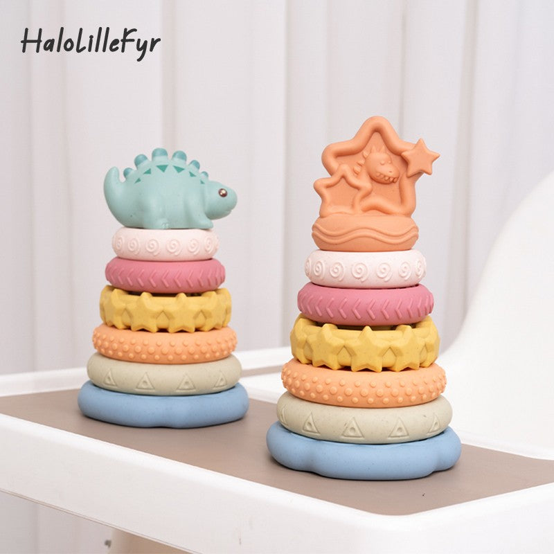 Stacking Nesting Baby Montessori Toys Set Cute Dinosaur Stacking Tower Educational Learning Toys Babies Gift for Boys Girls