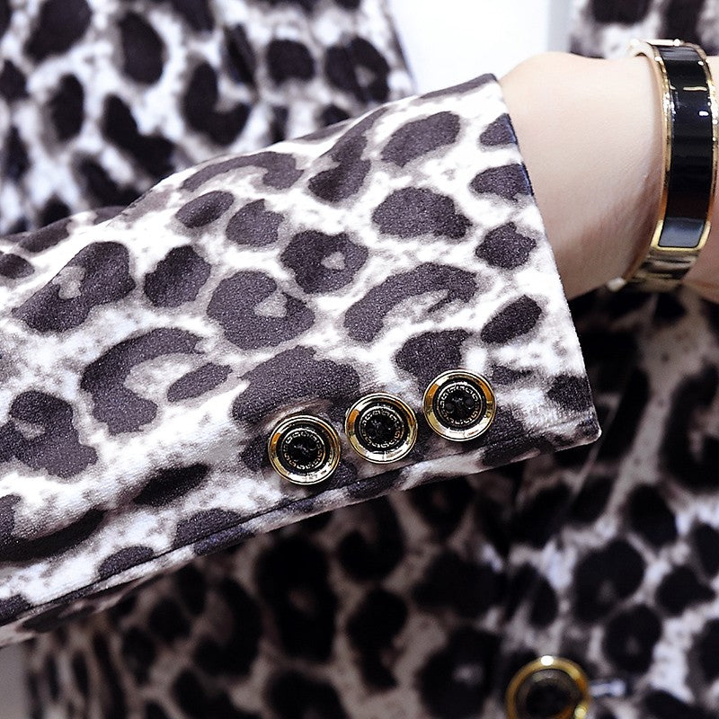 Blazer New Men's Fashion Business Gentleman Wedding British Style Banquet Leopard Print Luxe Handsome Outdoor Casual Blazer