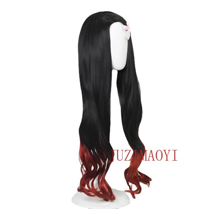 Nezuko Cosplay Wig Cosplay Curly Black Orange Gradient Wig Cosplay Heat Resistant Synthetic Wigs