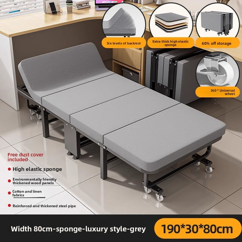 Cama dobrável, cama para pausa para almoço, cadeira para soneca, cama de acampamento portátil doméstica com tábua rígida para acompanhante.
