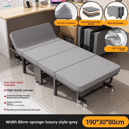 Cama dobrável, cama para pausa para almoço, cadeira para soneca, cama de acampamento portátil doméstica com tábua rígida para acompanhante.