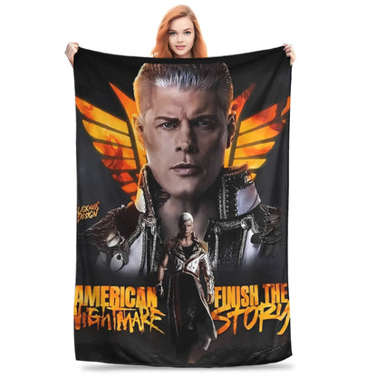 Cody Rhodes Wrestling Graphic Throw Blanket Soft Warm Bedding for Kids Adults Living Room Winter Bedspread