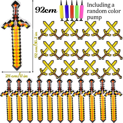 12-72Pcs Inflatable Weapons for Kids Pixel Diamond Swords Inflatable Sword for Theme Party Birthday Halloween Party Cosplay