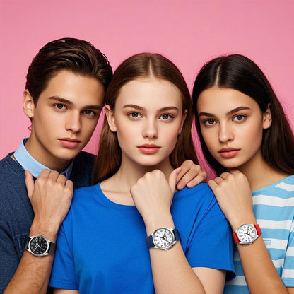 BIDEN Men's Watch Simulated Quartz Sports Men's and Women's Watch 30 Waterproof Second Hand Luminous Easy to Read Dial