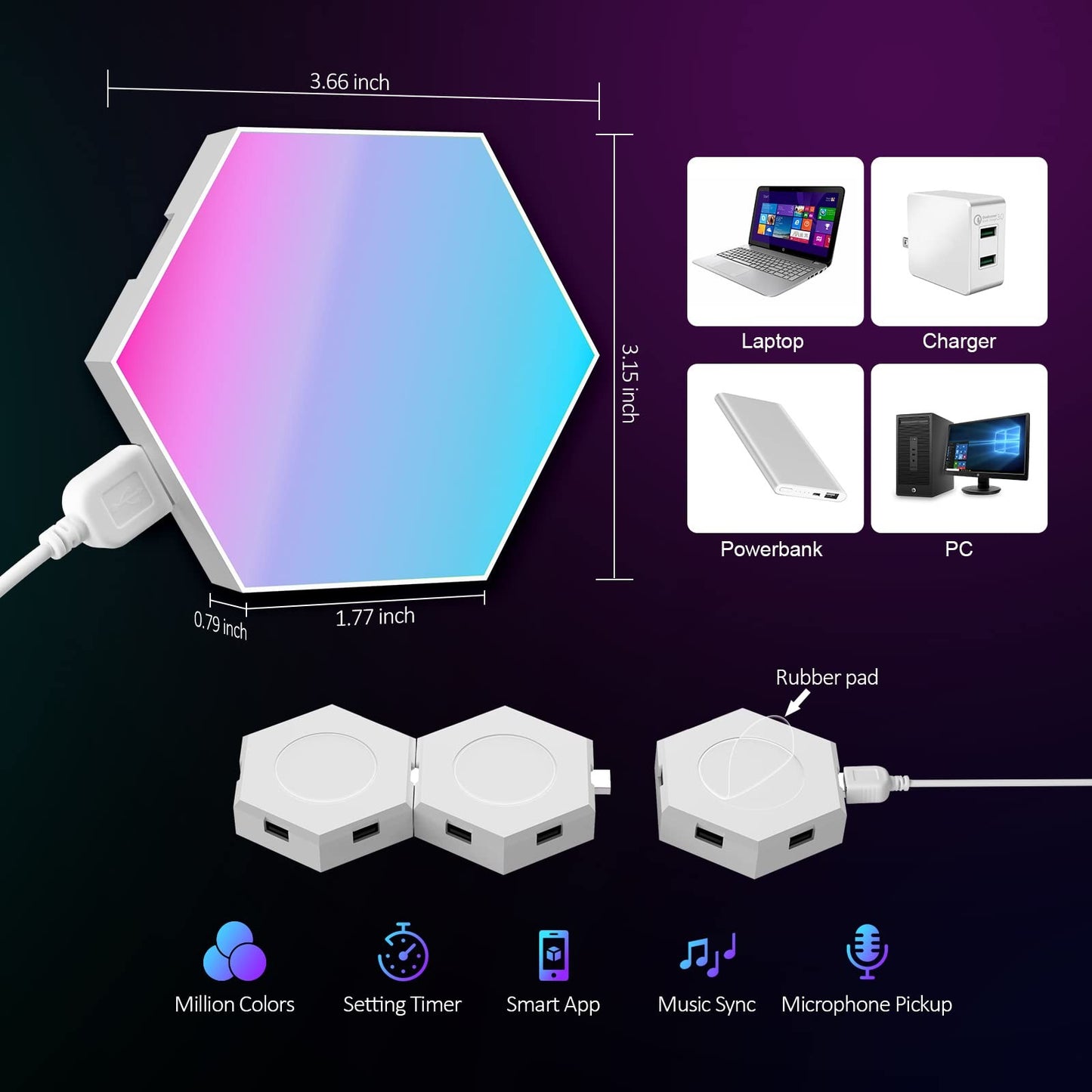 Hexagon Wall Lights, Smart LED Light Panels with App & Remote, DIY Room Decor for Autism, Game Room Decor, Party, Gifts, 12 Pack