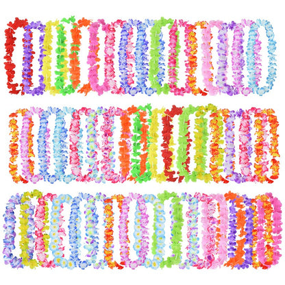 10/20/50pcs Hawaiian Flower Wreath Necklace Summer Tropical Birthday Party Decoration Luau Wedding Artificial Flower Garland Lei