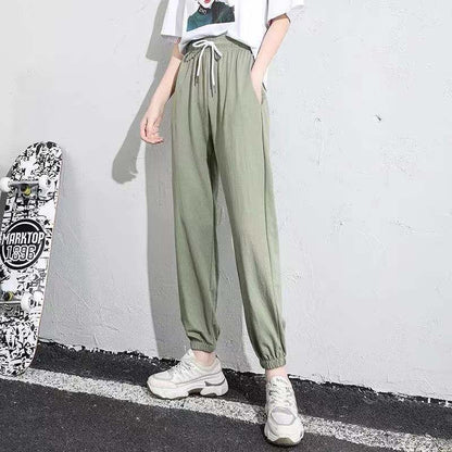 ??Women's Fleece Lined Joggers Winter Plush Pants High Waist Adjustable Drawstring Lounge Street Comfortable Casual Trousers??