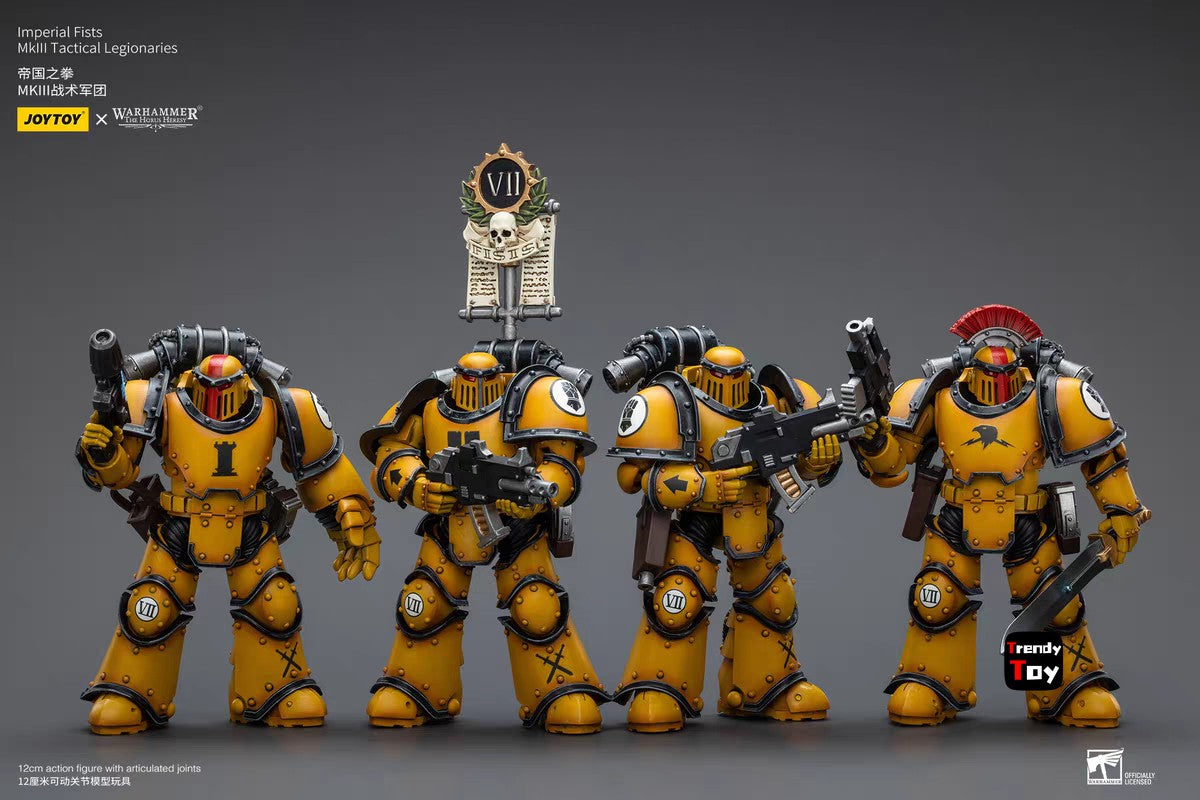 ?JOYTOY?Warhammer 40K Imperial Fists Mkll Legionários Táticos 4 Peças 1/18 Action Figure Brinquedo Colecionável