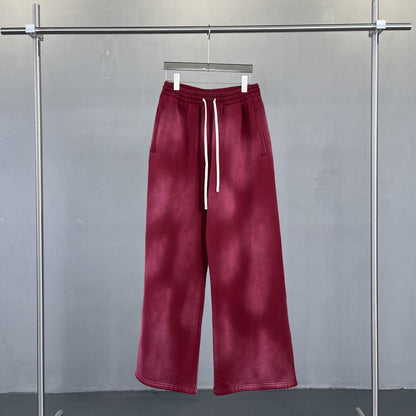 Autumn and winter 2024 new splash ink white spray-dyed loose plus velvet joggers
