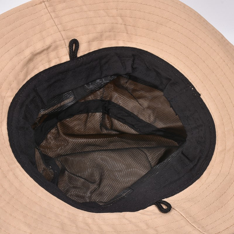 Newest Four Seasons Cotton Solid Bucket Hat with Small Pocket Fisherman Hat Outdoor Travel Sun Cap for Men and Women