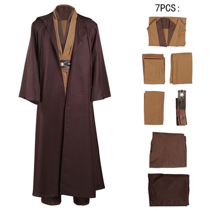 Halloween Jedi Cosplay Costume, Obi Wan Style Cosplay Robe, Retro Sci-Fi Stage Performance Costume