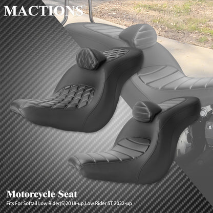 Assento de passageiro do condutor da motocicleta Almofada de assento duplo com encosto para Harley Softail Low Rider ST Sport Glide 2018-2024