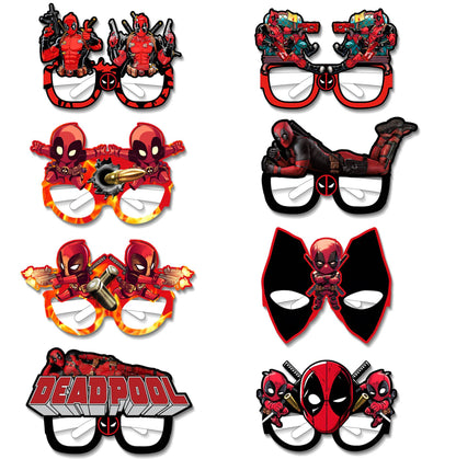 Marvel Comics Deadpool Kawaii cartoon pattern funny glasses set anime merchandise small gift