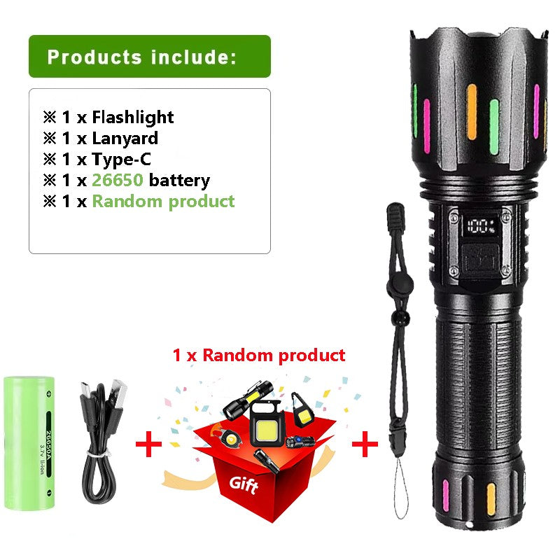 Super Powerful LED Flashlight 1000000LM High Power Torch Strong Light 800W Led Flash Light Rechargeable Hunting Tactical Lantern