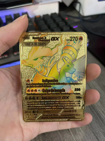 Cartas Pokémon Espanhol Cartas Metálicas Pokémon Cartas de Ferro Pokémon Mewtwo Pikachu Gx Charizard Vmax Cartas Pokémon Vmax