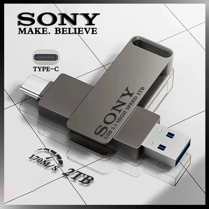 SONY USB 2TB Flash Pen Drive 2 in 1 OTG USB 3.1 Metal Memory Stick Dual C Pendrive 128GB 256GB 512GB 1TB High-Speed Storage De