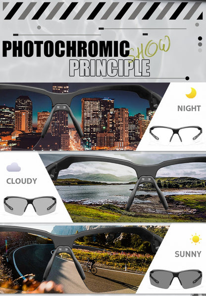 SCVCN Outdoor Photochromic Sunglasses Bicycle Cycling Glasses Women Sports UV400 Mtb Driving Bike Glasses Men Tactical Goggles