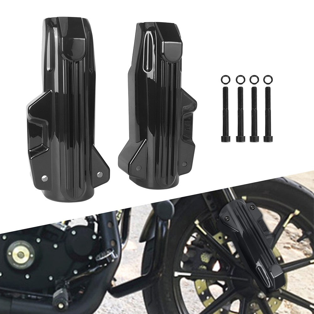 Capas Protetoras de Bengala Dianteira Inferior de Motocicleta Pretas em Plástico ABS para Harley Touring Electra Street Road Glide King FLHR FLTRX FLHX 2014-2022