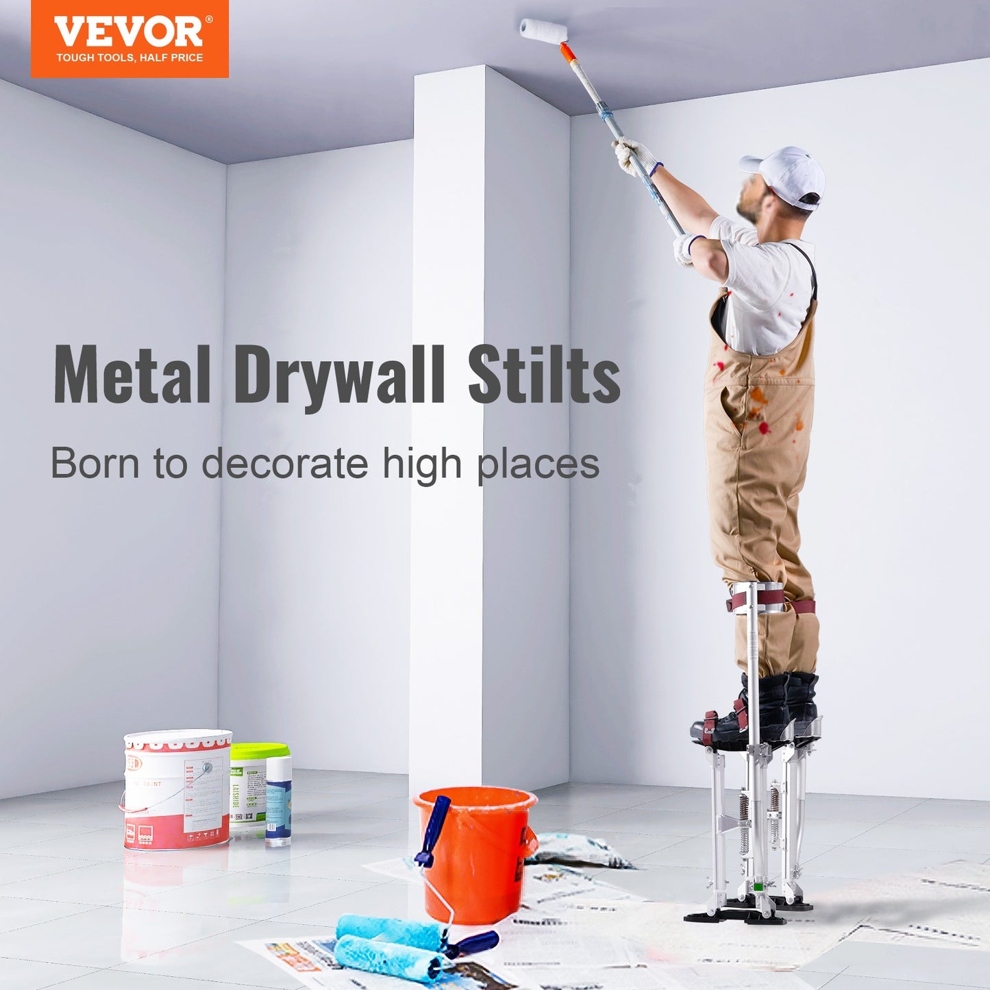 SucceBuy Pernas de Pau para Drywall 18''/36'' Ajustáveis em Alumínio com Joelheiras Protetoras e Antiderrapantes para Casa